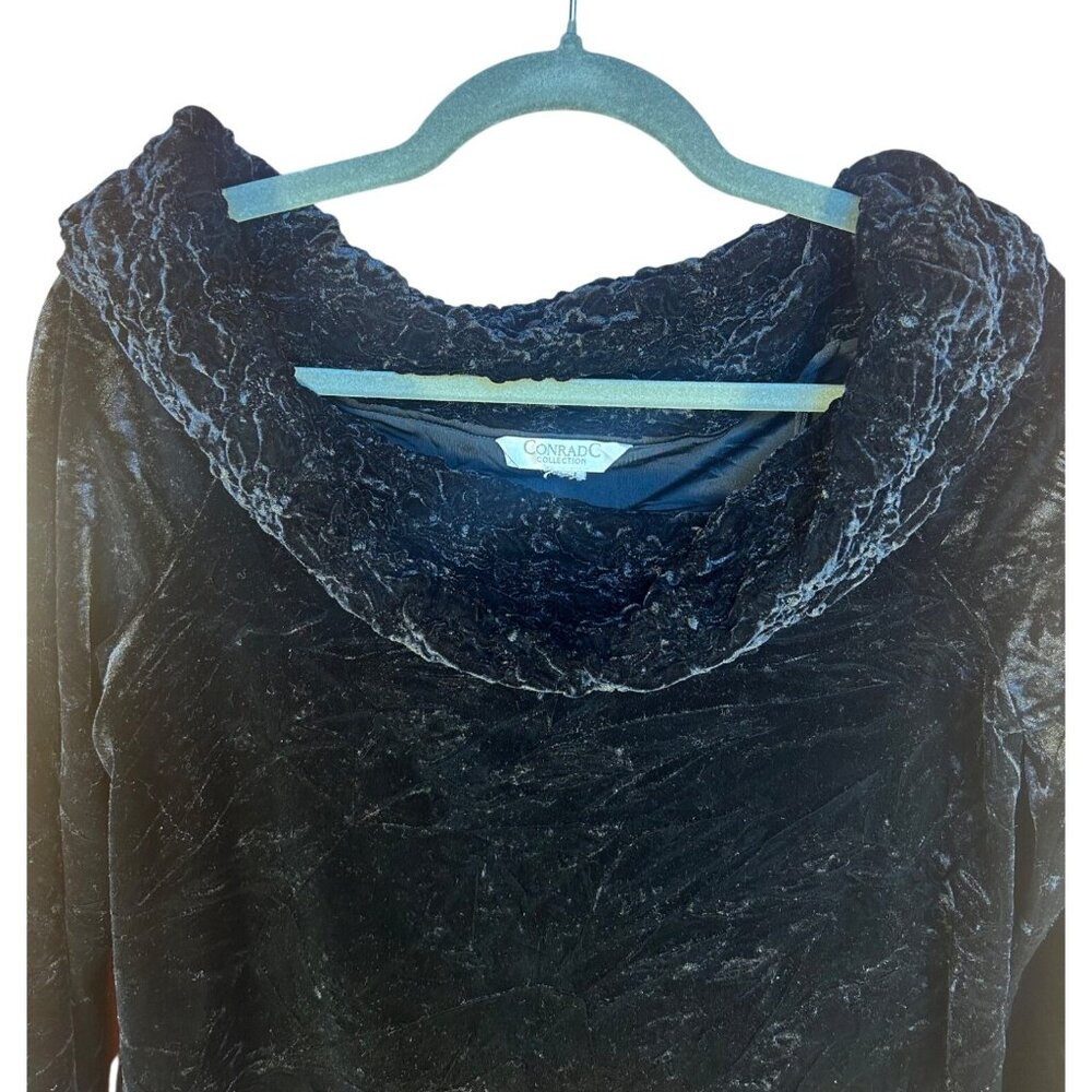 Black Velvet Cowl Neck Top M Fairy, Grunge, Whimsy, Goth, Sophisticated - Picture 3 of 6